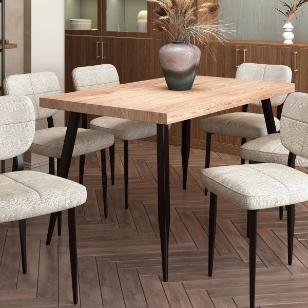 Vesta Rectangular Dining Table in Natural and Black